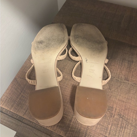 Reformation Assunta strappy block heel leather mules - nude - size 8.5